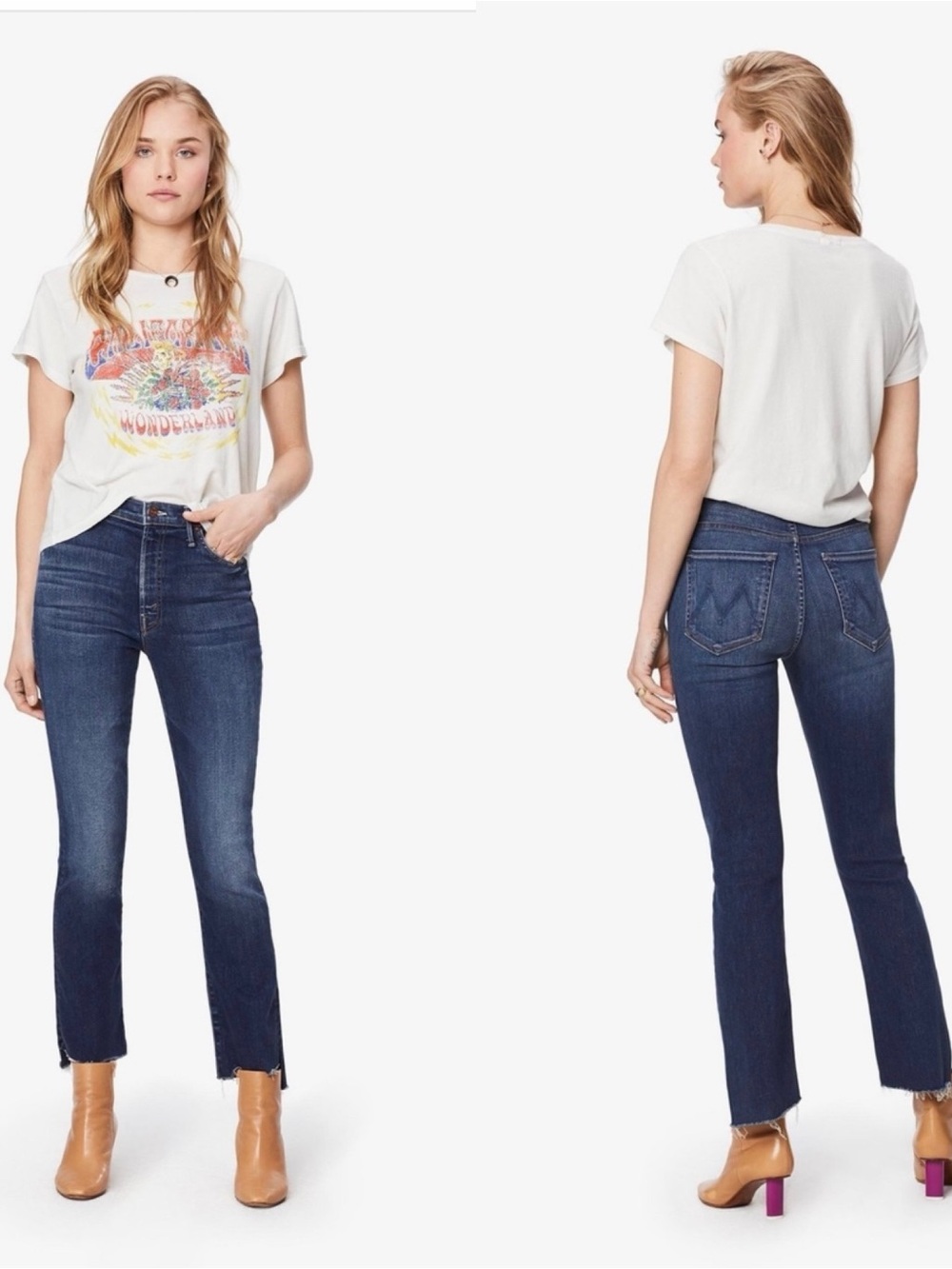 MOTHER The Insider Crop Step Fray Denim Jean Blue Sweet and Sassy Size 26